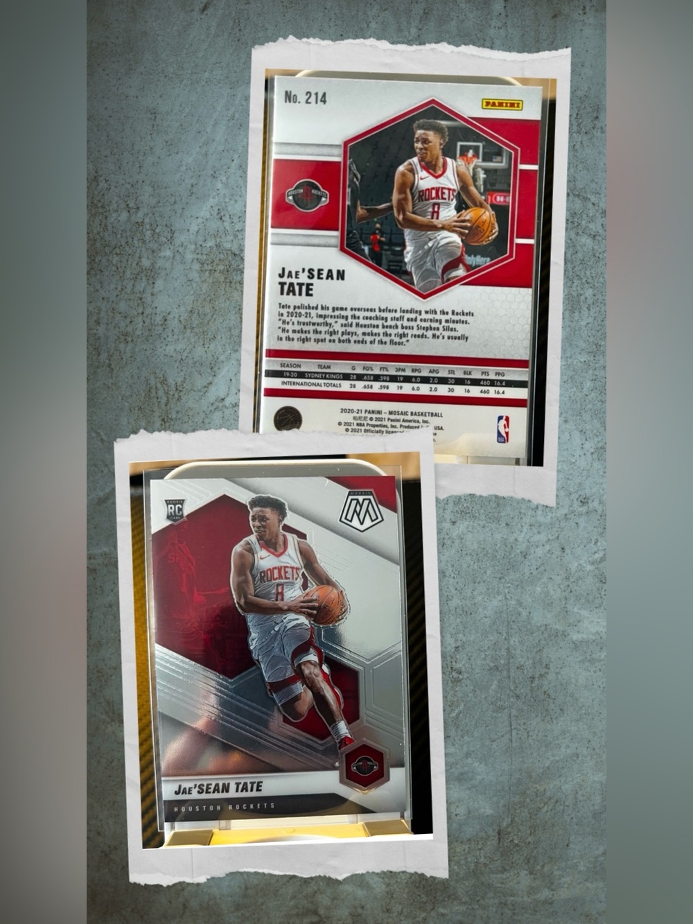 Houston Rockets 2021 Jae’Sean Tate #214 Panini Mosaic NBA Rookie Trading Card